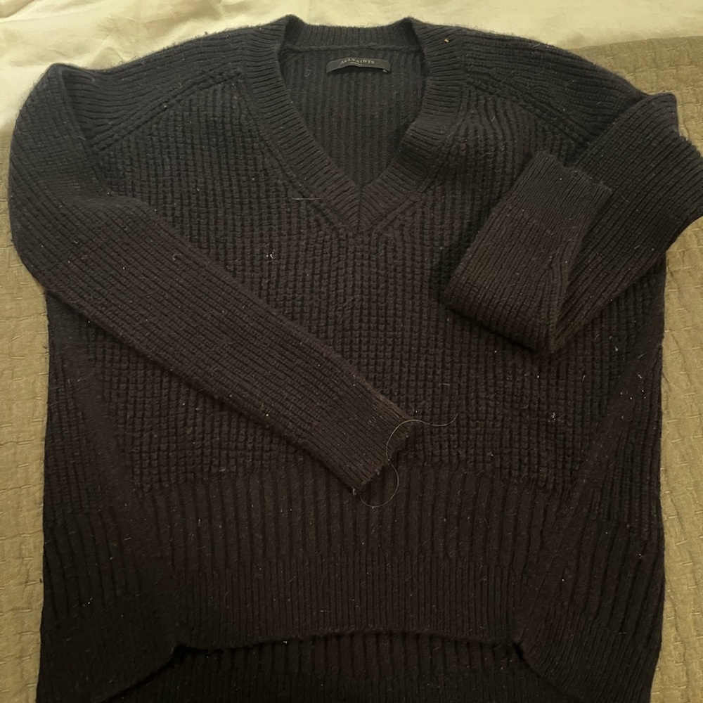 All Saints Women's Alpaca Wool Sweater Sz Small Navy